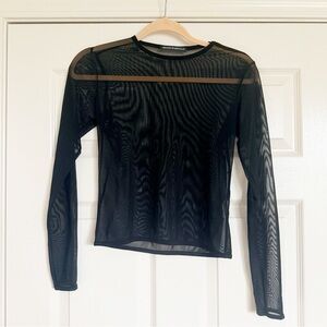 Brandy Melville J. Galt Long Black Sleeve Mesh Top